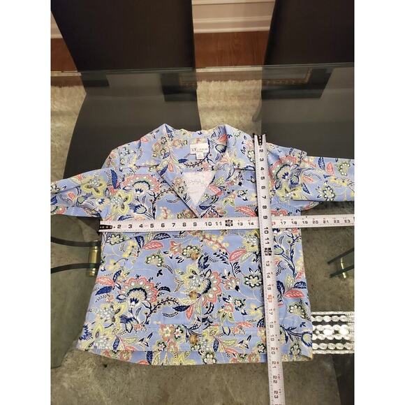 The Tog Shop Womens Multicolor Floral Single Breast 4 Button Jacket Petite Small - Picture 11 of 13